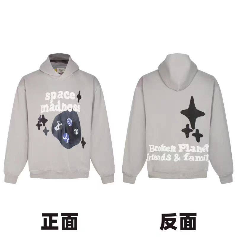 Sudadera con capucha de estilo callejero unisex de gran tamaño con estampado de letras Y2K: Azul colorido / M