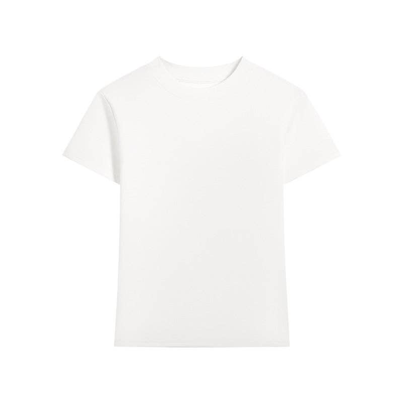 Camiseta de mujer de moda casual de manga corta y color sólido: Negro / S (40,00 kg-47,50 kg)