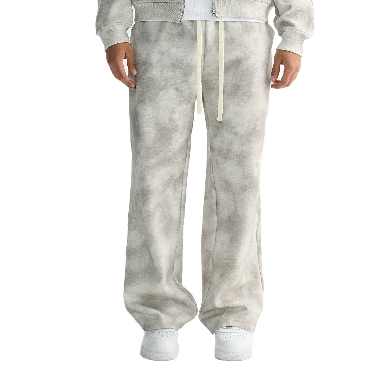 Pantalones de chándal vintage casuales de pierna recta para hombre: Floral Gray / M