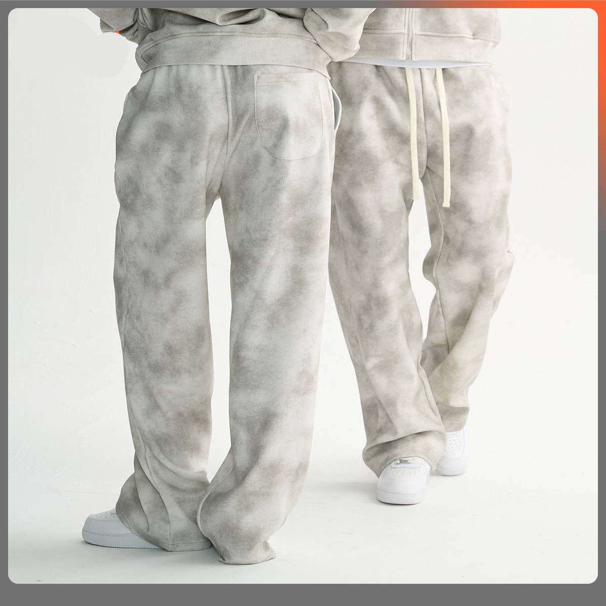 Pantalones de chándal vintage casuales de pierna recta para hombre: Floral Gray / M