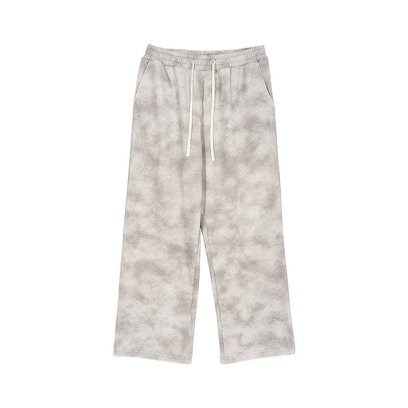 Pantalones de chándal vintage casuales de pierna recta para hombre: Floral Gray / M